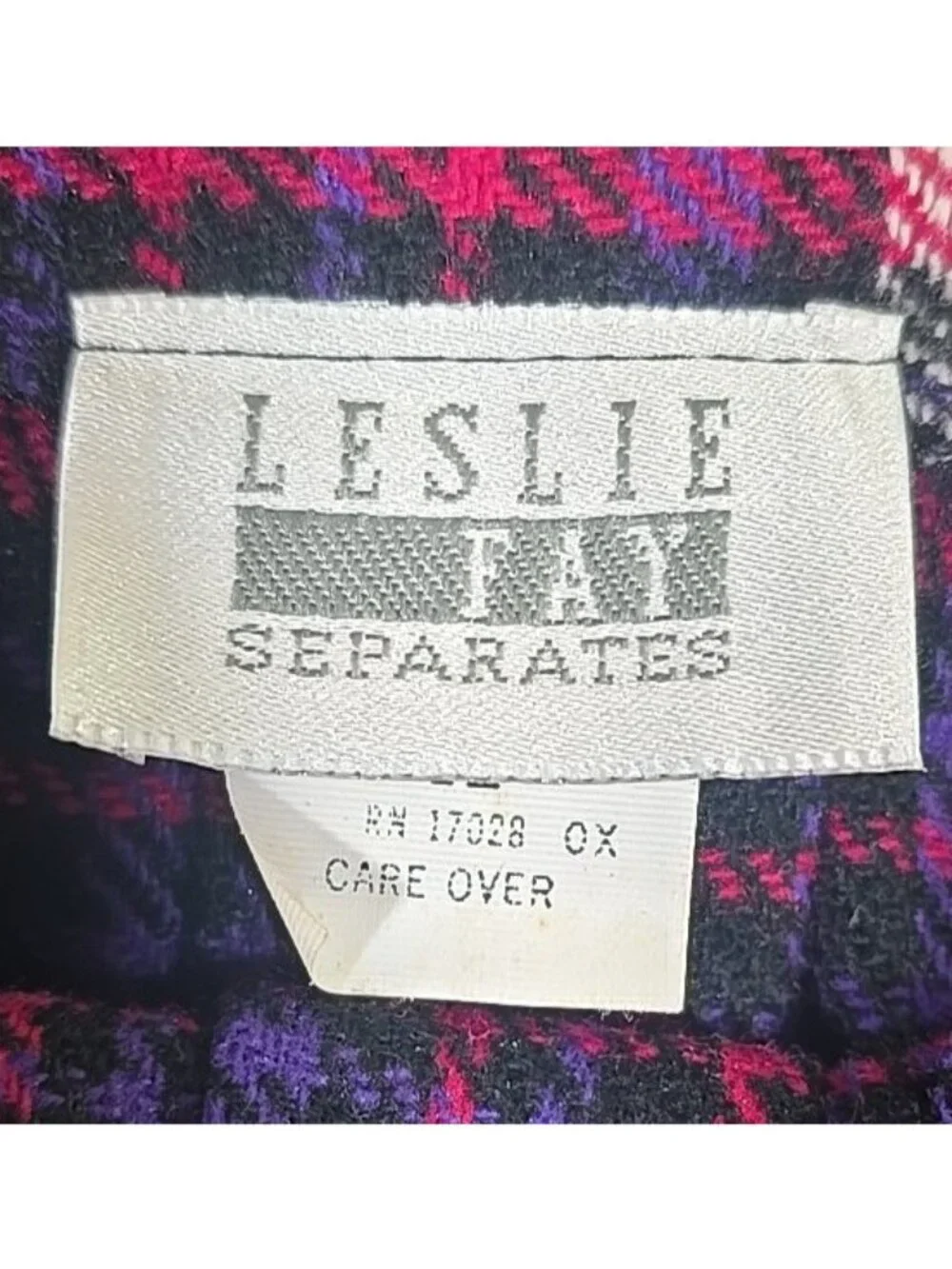 Leslie Fay Plaid Pleated Skirt Mid Length Poly Wool Blend USA Made Women's 12
